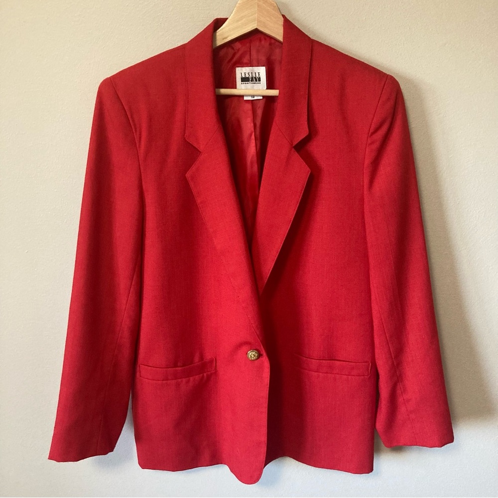 Vintage Leslie Fay Blazer Red 12